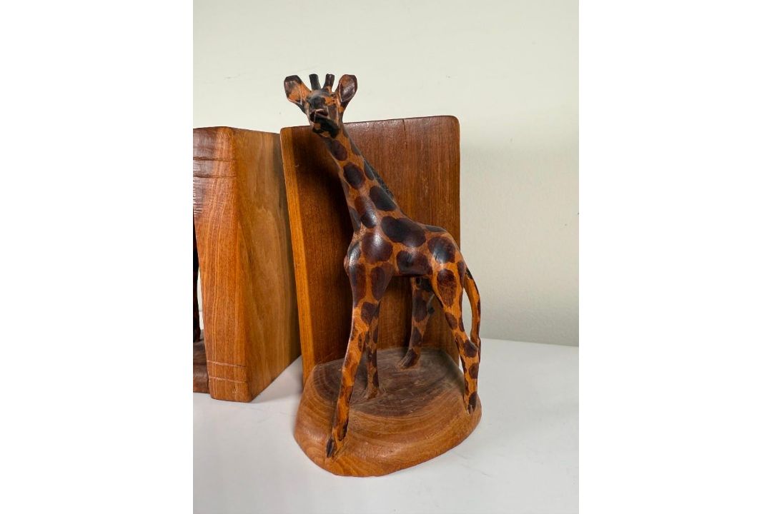 Hand Carved Giraffe Bookends - Image 2 of 13