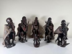 Lot of Seated African Tribal Men Wrapped in Blankets