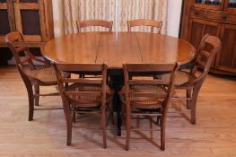 Oval Dining Table with 6 Vintage Cane Dining Chairs