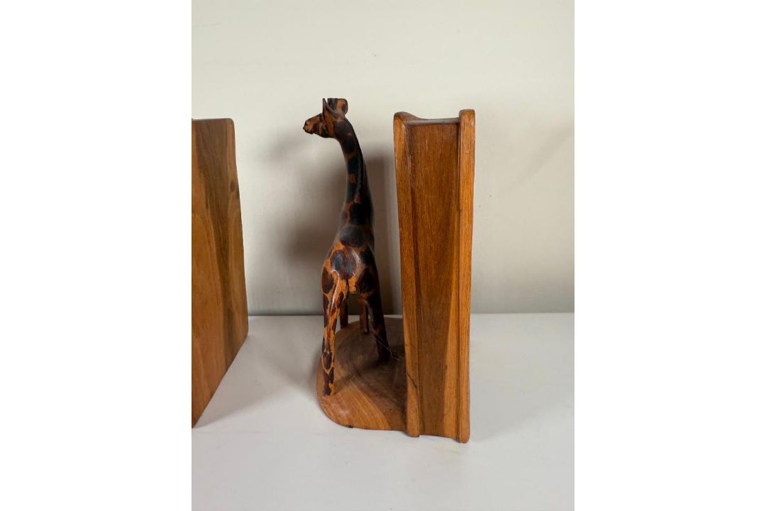 Hand Carved Giraffe Bookends - Image 5 of 13