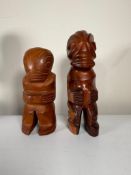 Lot of 2 Hand Carved Wood Polynesian Figurines