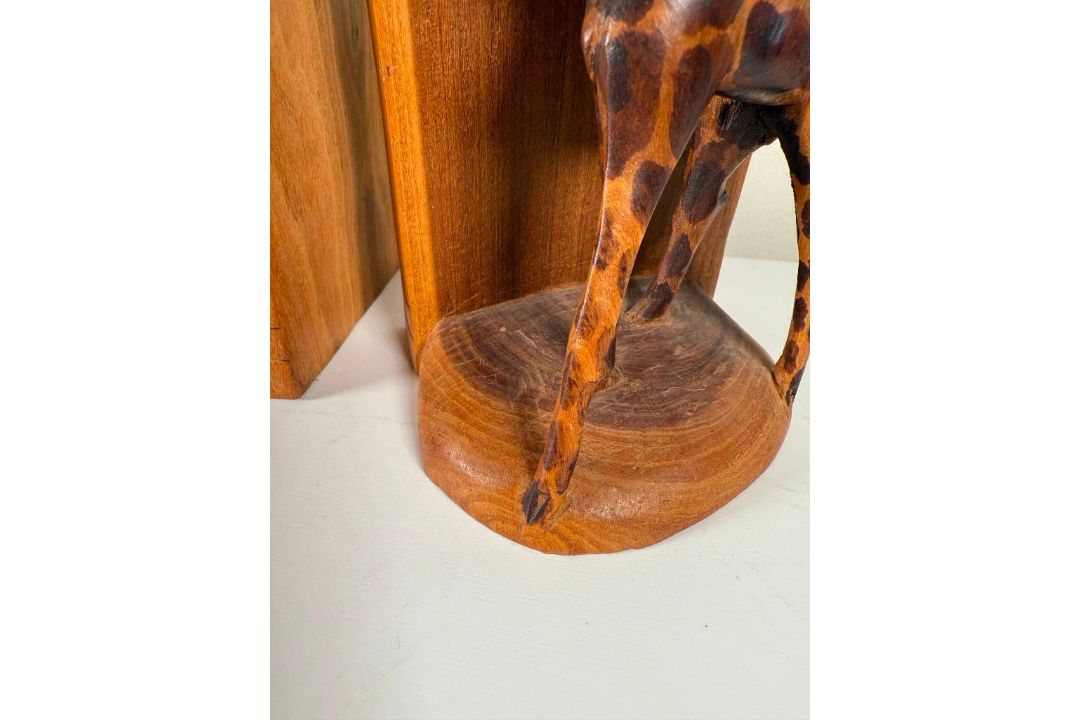 Hand Carved Giraffe Bookends - Image 3 of 13
