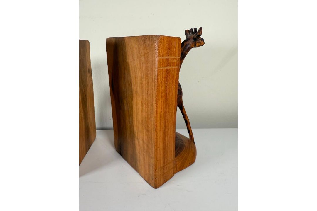Hand Carved Giraffe Bookends - Image 4 of 13