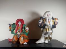 Pair of Vintage Hand Made Hakata Dolls Depicting Characters from Ren Jishi