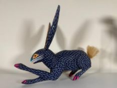 Manuel & Angelico Jimenez Oaxacan Hand Painted Carved Wood Folk Art Bunny