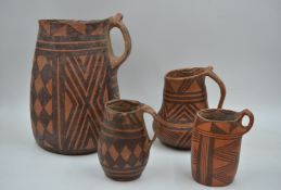 Four Painted Pottery Handled Cups, Majiayao Culture