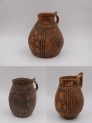 Three Large Painted Pottery Handled Cups, Majiayao Culture