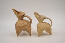 Two White Pottery Tripod Ewers, Dawenkou Style