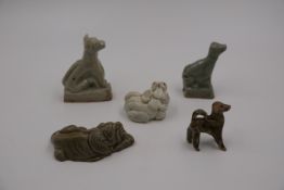 A Group of Five Figures of Dogs, Tang dynasty or later
