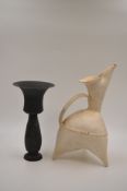A White Pottery Tripod Ewer, Dawenkou Style, and a Black ‘Eggshell’ Pottery Stemcup, Longshan Style