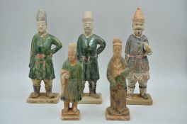 Five Standing Pottery Figures, Ming dynasty