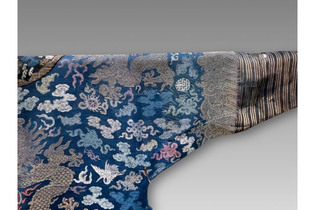 A Blue Silk Gauze Dragon Robe, 19th century - Image 12 of 18