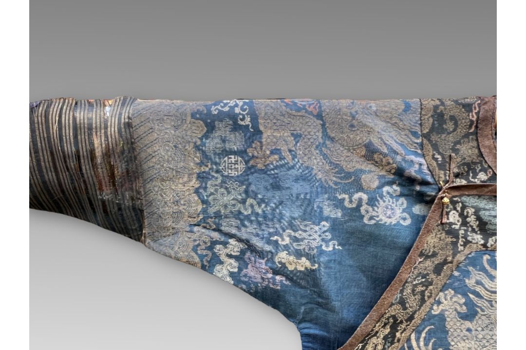 A Blue Silk Gauze Dragon Robe, 19th century - Image 5 of 18