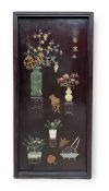 A Good Hardstone Inlaid Lacquer Panel, late Qing dynasty