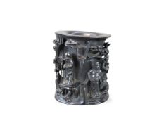 A Wood Brushpot with the Three Star Gods, 19th century,