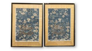 A Pair of Dragon Kesi Panels,  18/19th century,