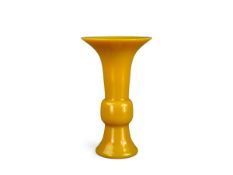 A Yellow Pekin Glass Beaker Vase, gu, Qing dynasty,