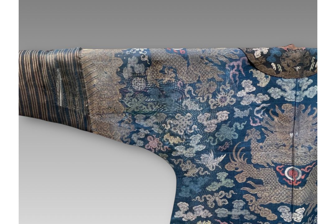 A Blue Silk Gauze Dragon Robe, 19th century - Image 11 of 18