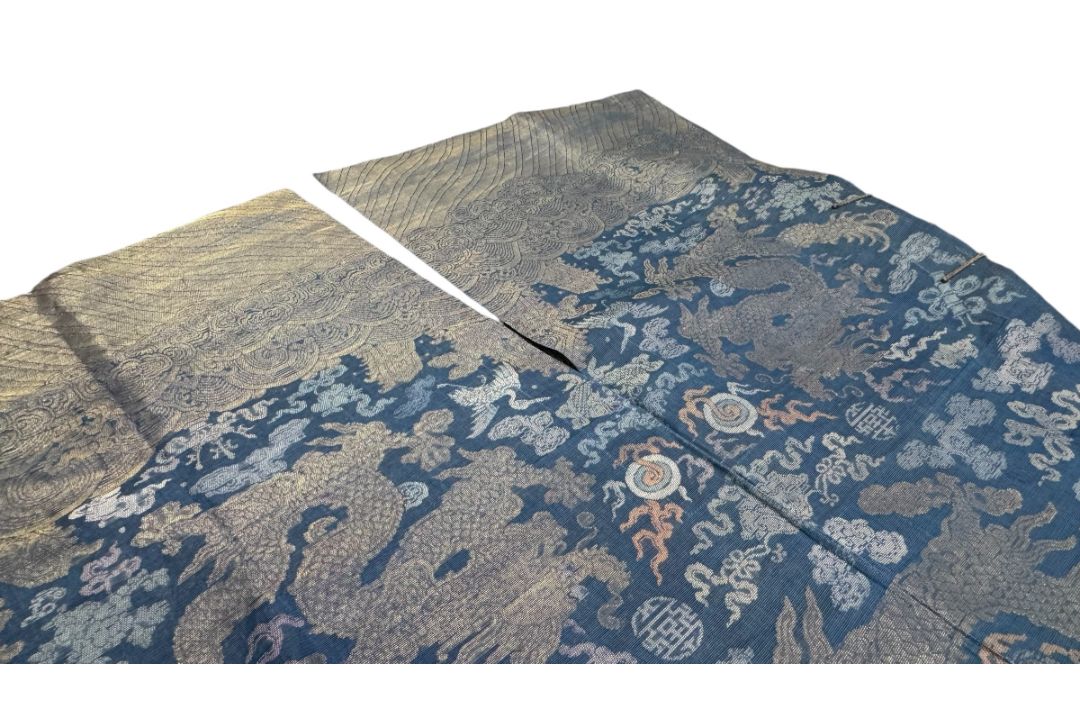 A Blue Silk Gauze Dragon Robe, 19th century - Image 17 of 18