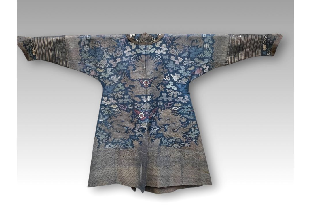 A Blue Silk Gauze Dragon Robe, 19th century - Image 2 of 18