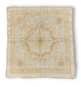 An Ottoman Embroidered Square, 19th century,