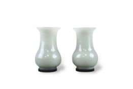 A Pair of Celadon Jade Vases, Qing dynasty