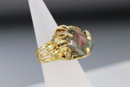 Alan Gard: A Late 1960s Watermelon Tourmaline Diamond and 18ct Gold Dress Ring, Dated 1967