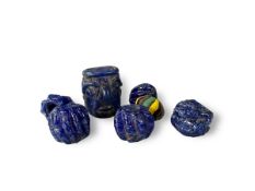 A Group of Seven assorted Blue Glass Beads of ancient Near Eastern Type