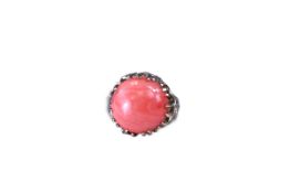 A Charles de Temple 9ct. Gold Ring with Coral, signed Charles de Temple, dated 1971