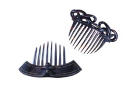 Two Antique Tortoiseshell Hair Combs, 19th century,