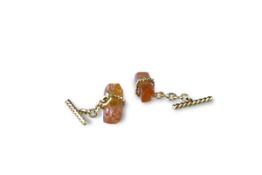 A Pair of Barley Sugar Topaz Cufflinks in 18 carat Gold, British, 1970s,