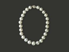 An Extremely Fine South Sea Cultured Pearl and Diamond Necklace,