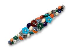 A striking Multi Gem Set Giardiniere Style Bracelet