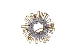 A Sanitt and Stein 18 carat White and Yellow Gold Brooch/ Pendant, marked SS, with London hallmarks 