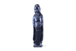 A Well Carved Blackwood Figure of a Bearded Scholar, Qing dynasty,