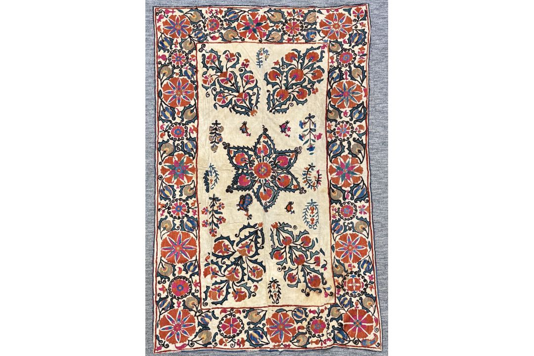 An Uzbek Embroidered Hanging, 19th century - Image 2 of 2