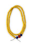 An Unusual Chinese Yellow Jade Prayer Bead Necklace,
