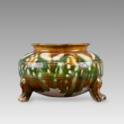 A Sancai-glazed Tripod Censer, Tang dynasty