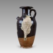 A Black-glazed Phosphatic-splash Ewer, Tang Dynasty