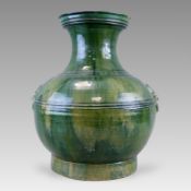 A Green-glazed Pottery Hu Vase, Han dynasty