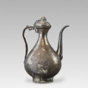 A Rare Silver Dragon Ewer and Cover, early Ming dynasty