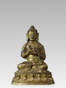 A Small Bronze Seated  Teaching Buddha , 18/19th century,
