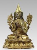 A Good Sino-Tibetan Gilt Bronze Tsongkhapa, 18th century,