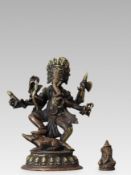 A Bronze Ganapati, the Six-armed Deity dancing on his Mongoose 19th century