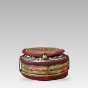 A Circular Gau, the repousse Silver Front with Buddhist Emblems, 19th century,