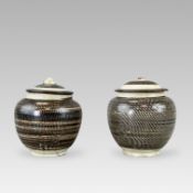 A Pair of Cizhou  Rouletted  Jars and Covers, Song dynasty
