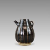 A Rare Cizhou Pear-shaped Ribbed Ewer, Song dynasty