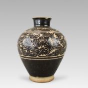 A Cizhou Sgraffiato Ovoid Vase, Jin dynasty