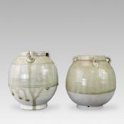 Two White-glazed Handled Jars, Sui dynasty