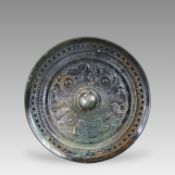 An Inscribed Circular  Figures and Animals  Bronze Mirror, Han dynasty